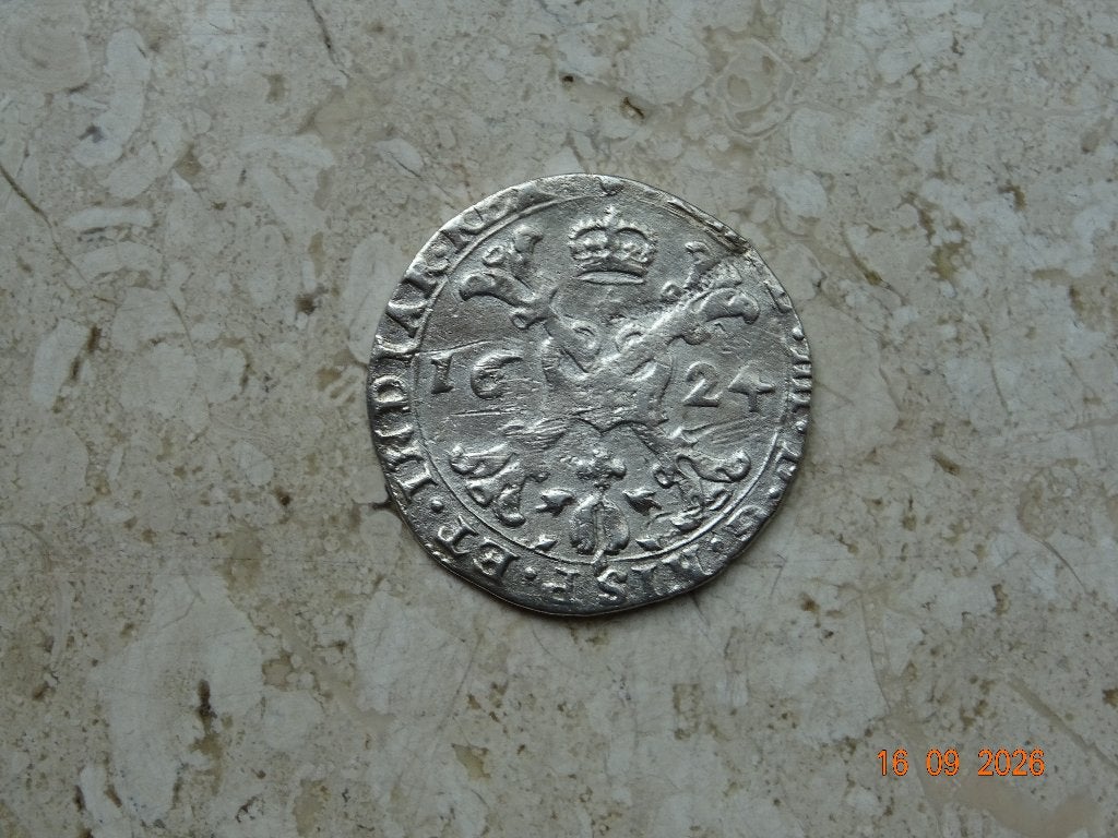 Zilveren kwart Patagon 1624, Postzegels en Munten, Verzenden, Vóór koninkrijk, Losse munt, Zilver