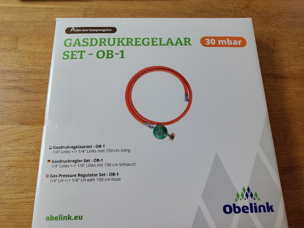 Gasdrukregelaar OB-1 met 1,5 meter slang, Ophalen, Nieuw