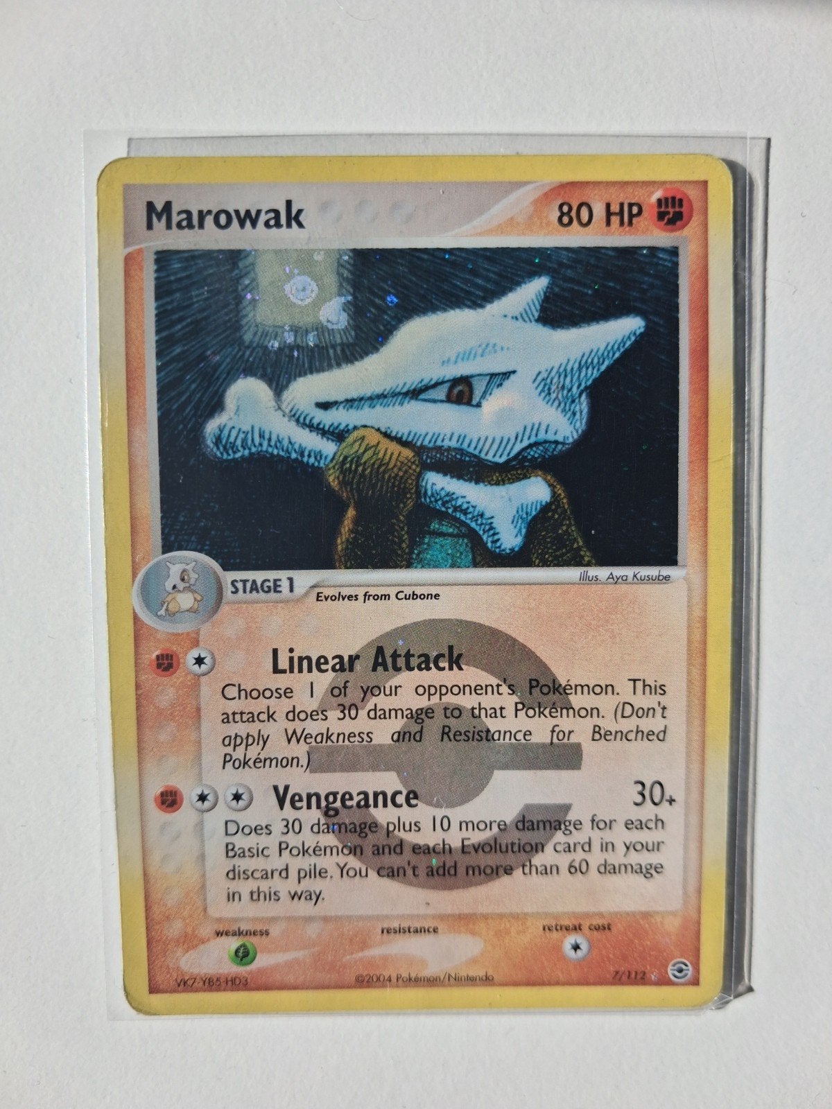 Marowak Pokémon Kaart - 7/112 reverse, Ophalen of Verzenden, Zo goed als nieuw, Losse kaart, Foil