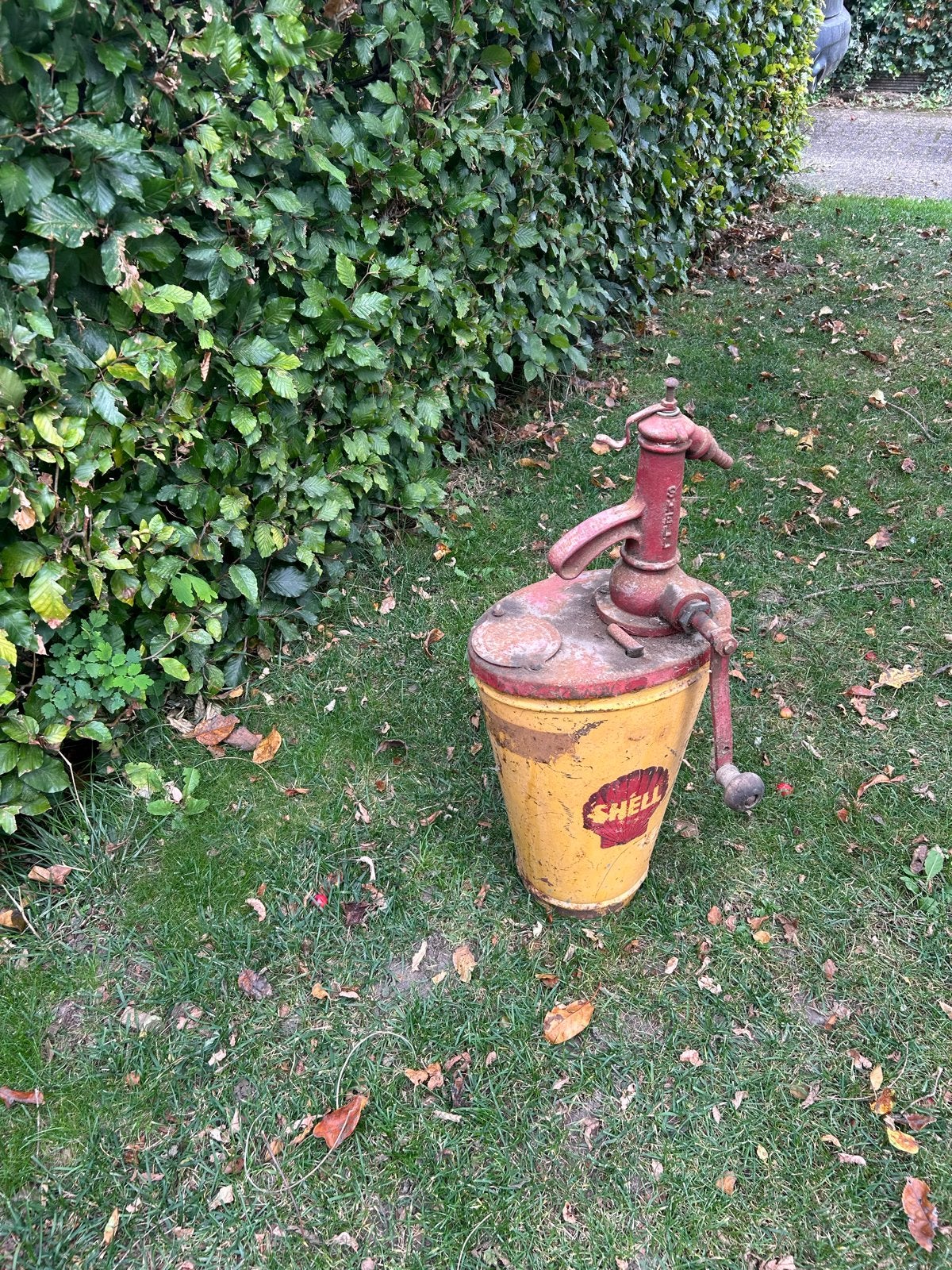 Oude Shell benzine/olie pomp - Vintage decoratie, Ophalen of Verzenden