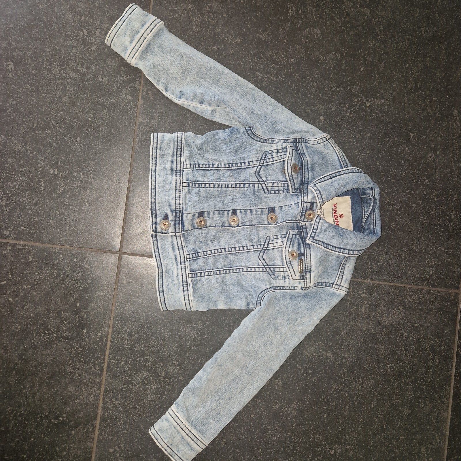 Vingino spijkerjasje maat 104 voor meisjes, Ophalen of Verzenden, Zo goed als nieuw, Meisje, Jas