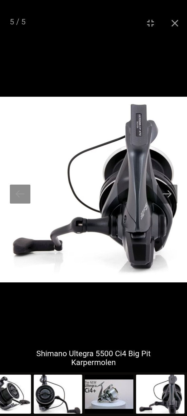shimano ultegra ci4+ 5500  xtc, Watersport en Boten, Hengelsport | Karpervissen, Ophalen of Verzenden, Zo goed als nieuw, Molen