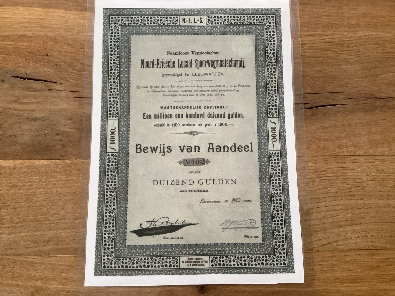 Historisch Aandeel Noord-Friesche Locaal-Spoorwegmaatschappi, Ophalen of Verzenden, Voor 1920, Aandeel