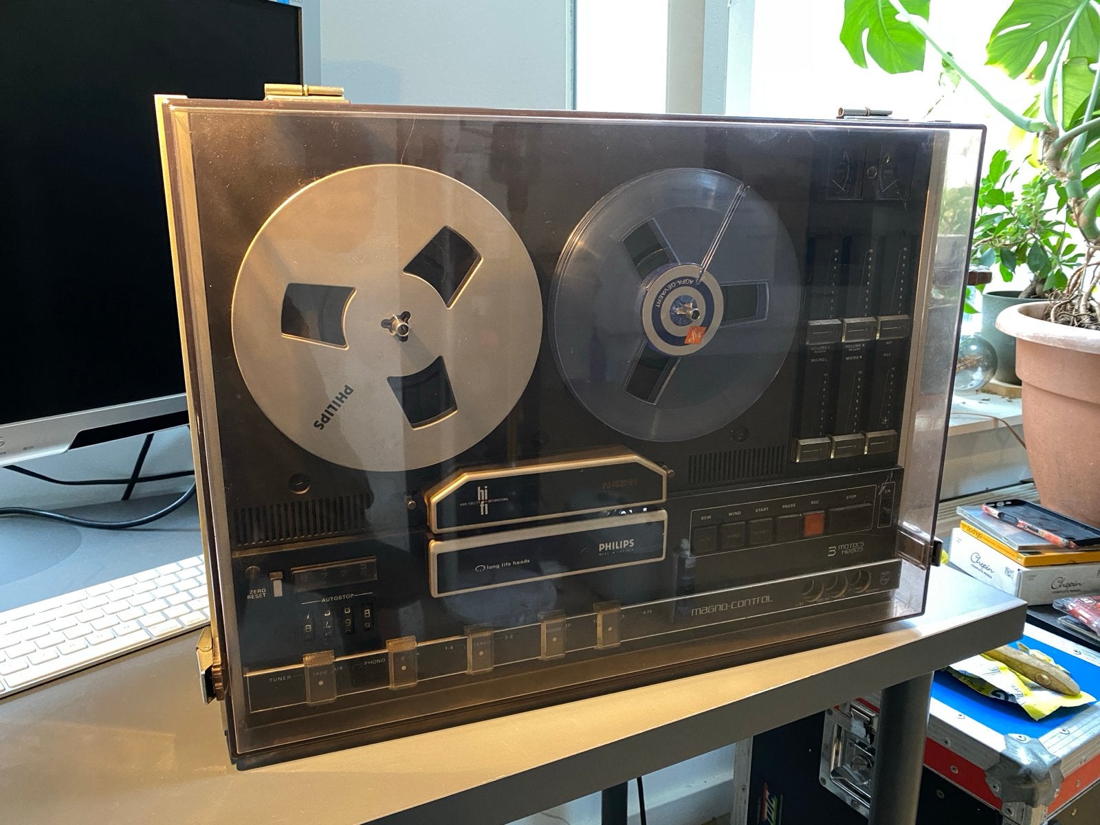 Philips N4511 Magno-Control bandrecorder, Ophalen, Bandrecorder, Met stofkap