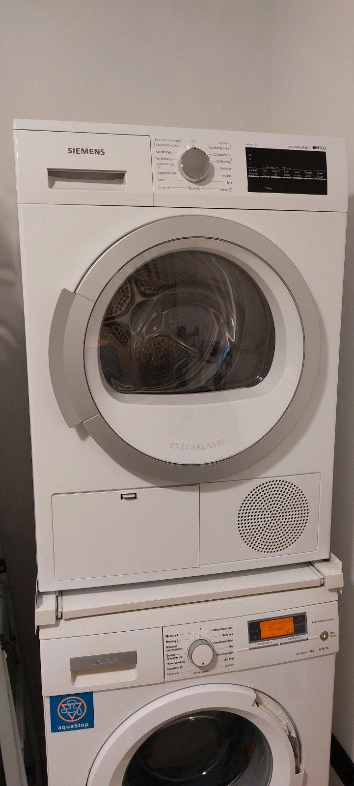 Siemens condensdroger IQ500 type WT46G490NL, Ophalen, Anti-kreukfase, 8 tot 10 kg, Zo goed als nieuw