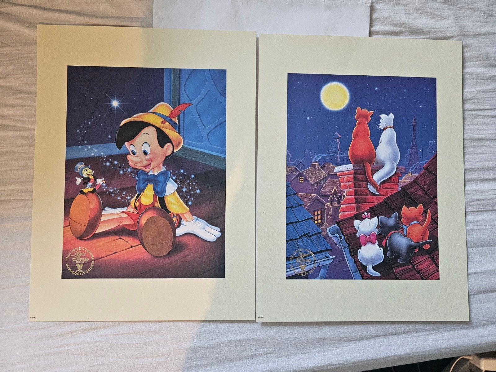 Disney Lithografie: Pinokkio & Aristokatten (2000), Ophalen of Verzenden, Personages en Fantasiefiguren, Lithografie
