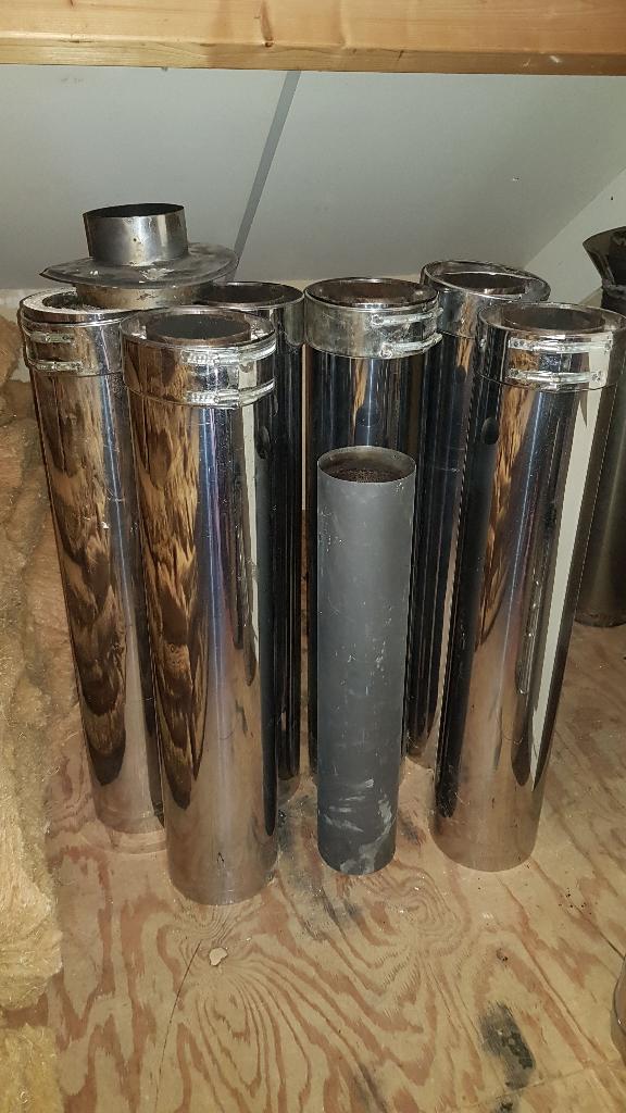 Kachelpijpen Dubbelwandig, Diameter 140mm, 7 stuks, Ophalen, Gebruikt, Hout, Overige soorten