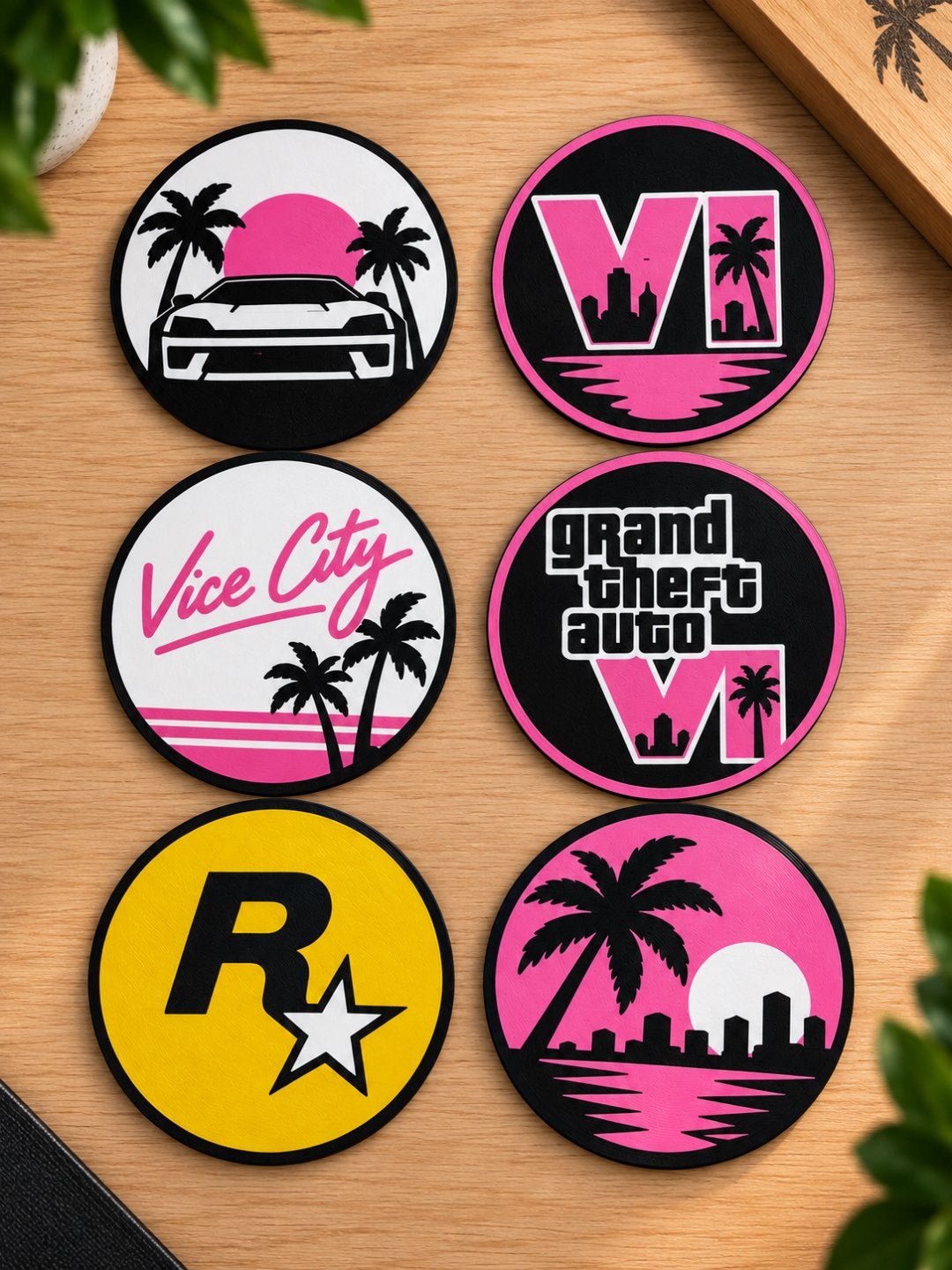 Grand Theft Auto GTA VI Vice City Onderzetters Set, Ophalen of Verzenden, Nieuw