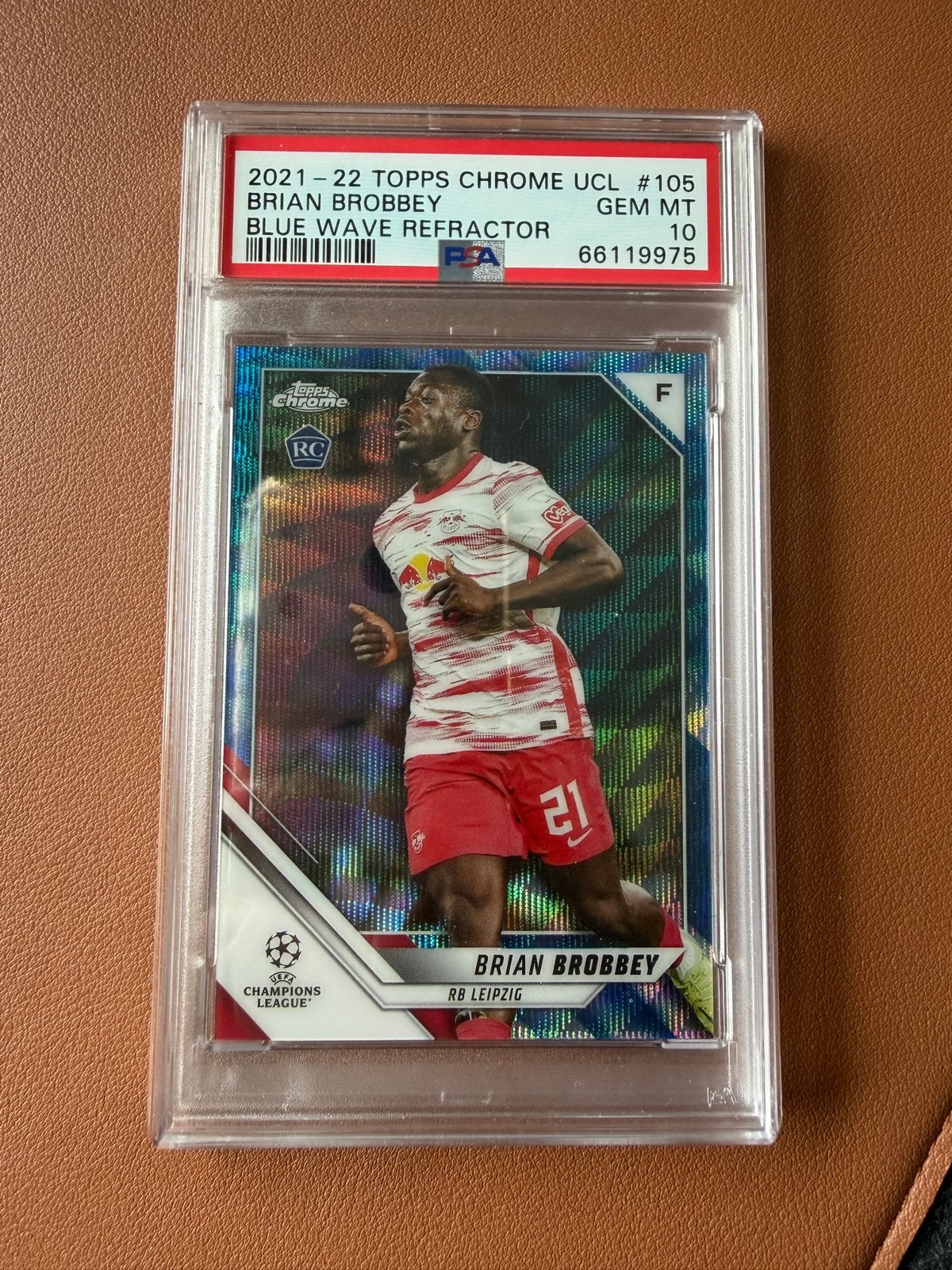 Brian Brobbey rookie psa 10 /75 topps Chrome, Ophalen of Verzenden, Nieuw, Buitenlandse clubs, Spelerskaart