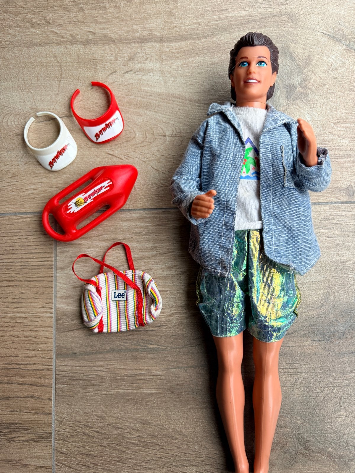 Vintage Mattel Ken pop uit 1968 met Baywatch accessoires, Ophalen of Verzenden, Gebruikt, Barbie