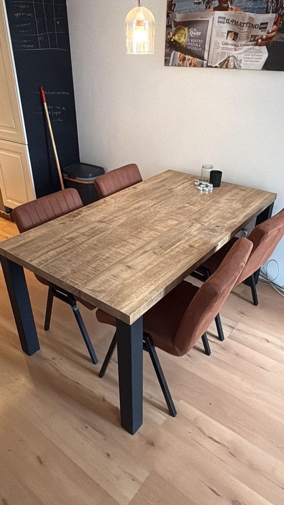 Eetkamertafel met stoelen, Huis en Inrichting, Tafels | Eettafels, Ophalen, 50 tot 100 cm, Zo goed als nieuw, Vijf personen of meer