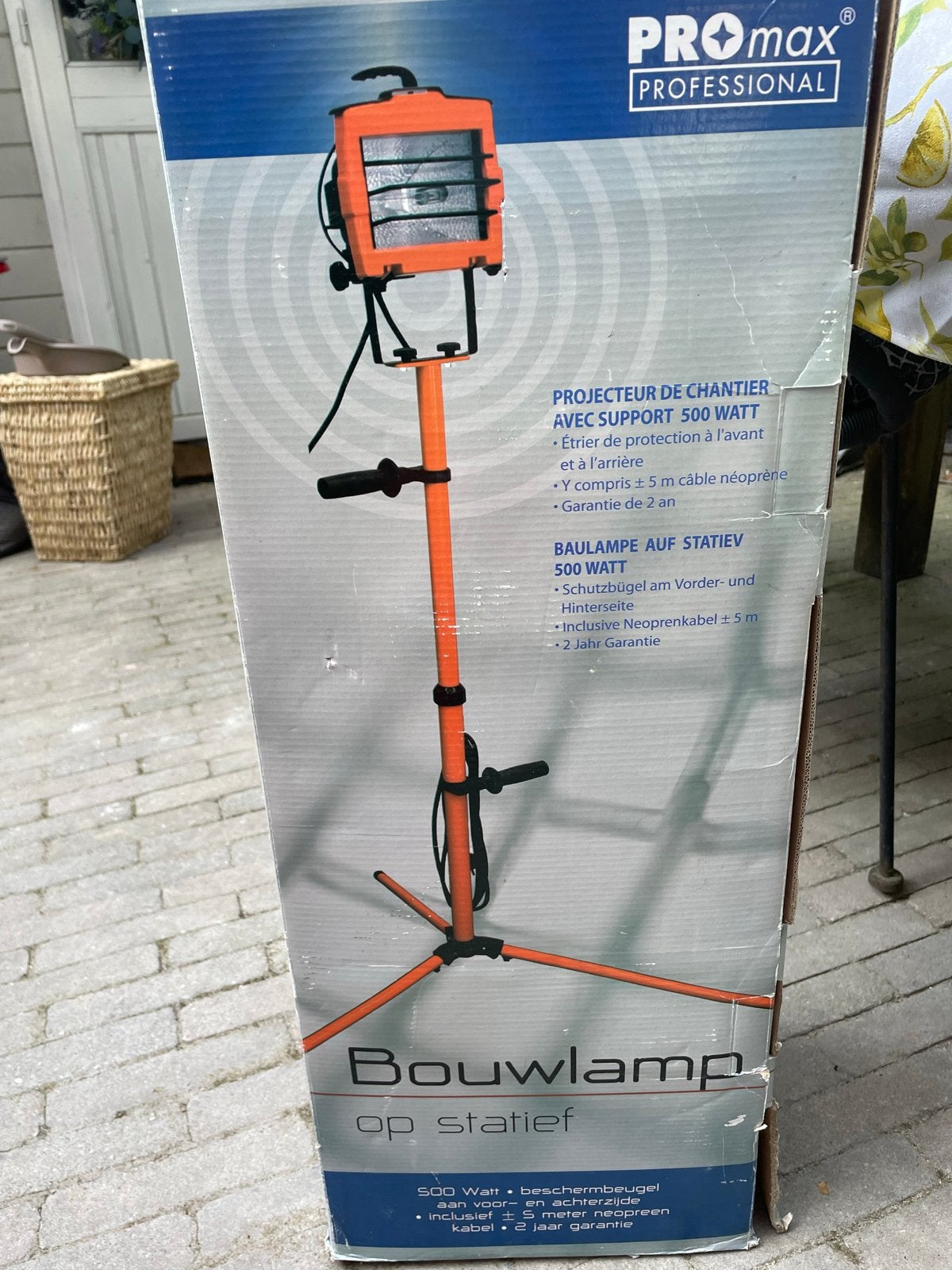 PROmax Bouwlamp op statief 500W, Ophalen, Lamp met armatuur, 500 watt of meer, Nieuw