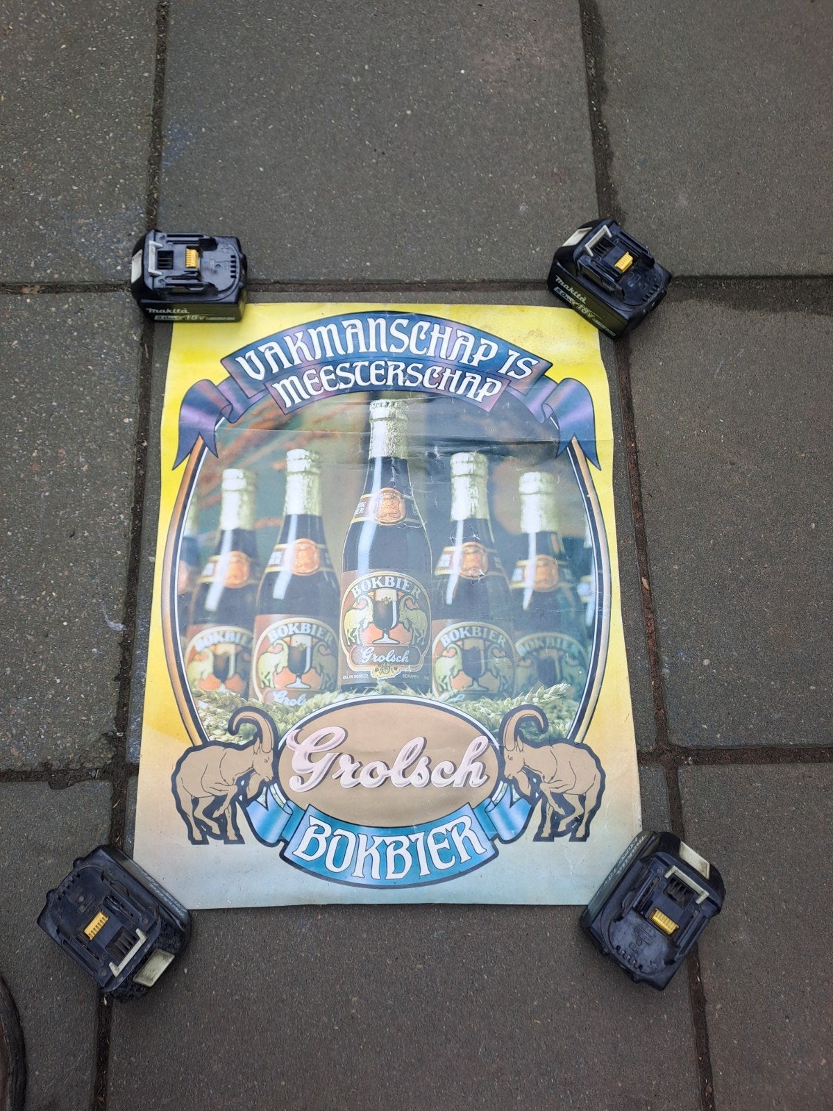 Zeer oude Grolsch bokbier poster, Ophalen of Verzenden, Gebruikt, Reclamebord, Plaat of Schild, Grolsch