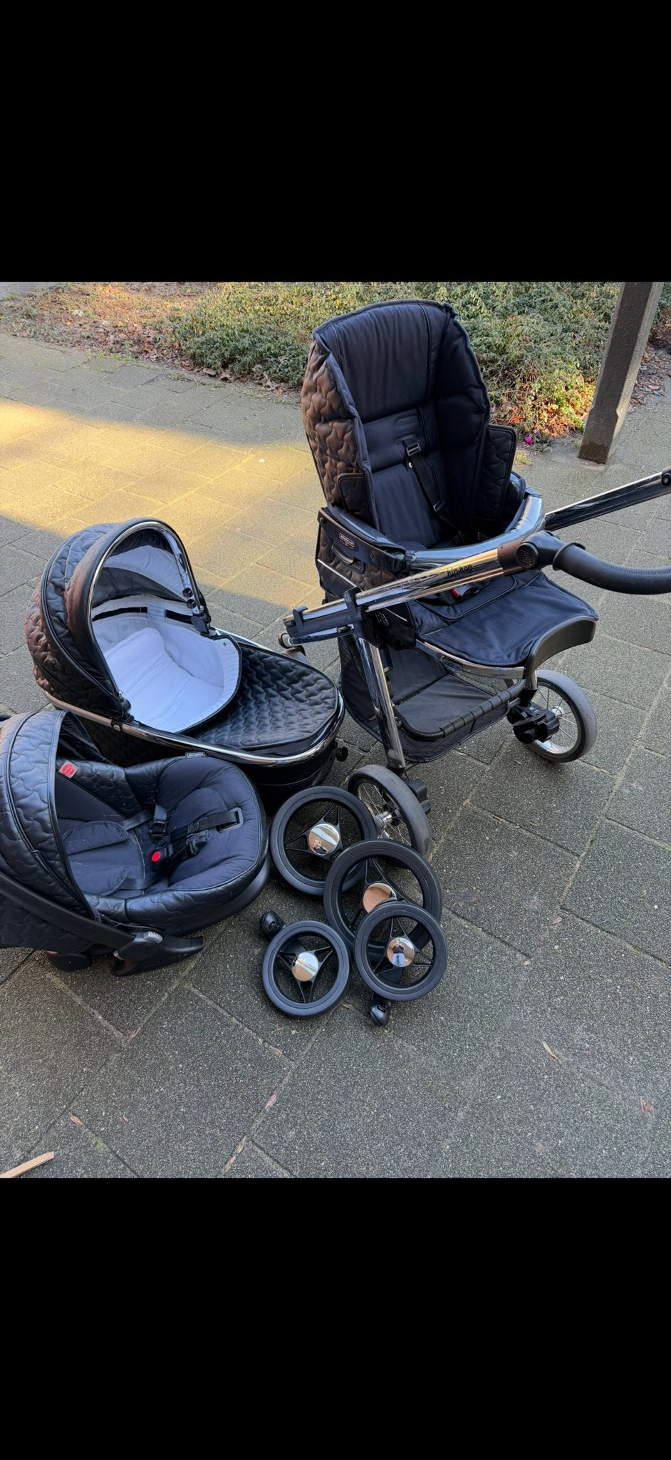Complete kinderwagen set met reiswieg, zitje en autostoel, Met autostoeltje, Zo goed als nieuw, Ophalen, Kinderwagen
