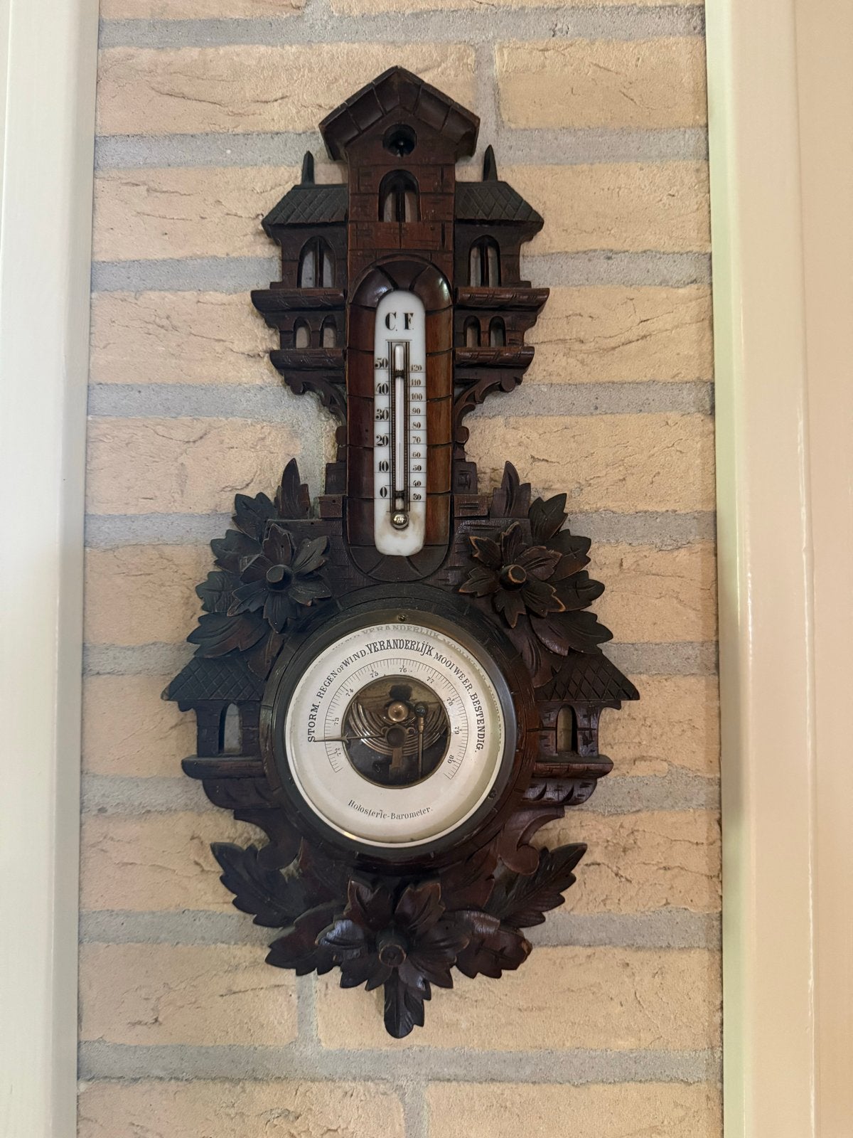 Antieke Barometer/Thermometer - Holosterie Barometer, Ophalen of Verzenden, Gebruikt, Barometer
