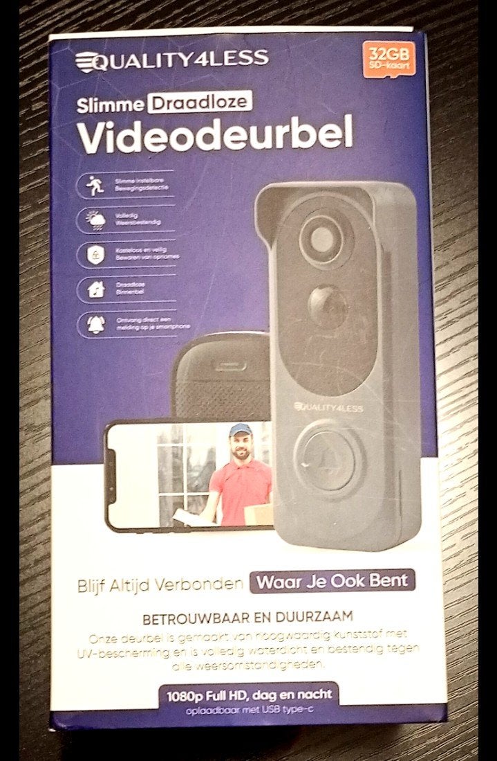 Quality4Less Slimme Draadloze Videodeurbel 1080p Full HD