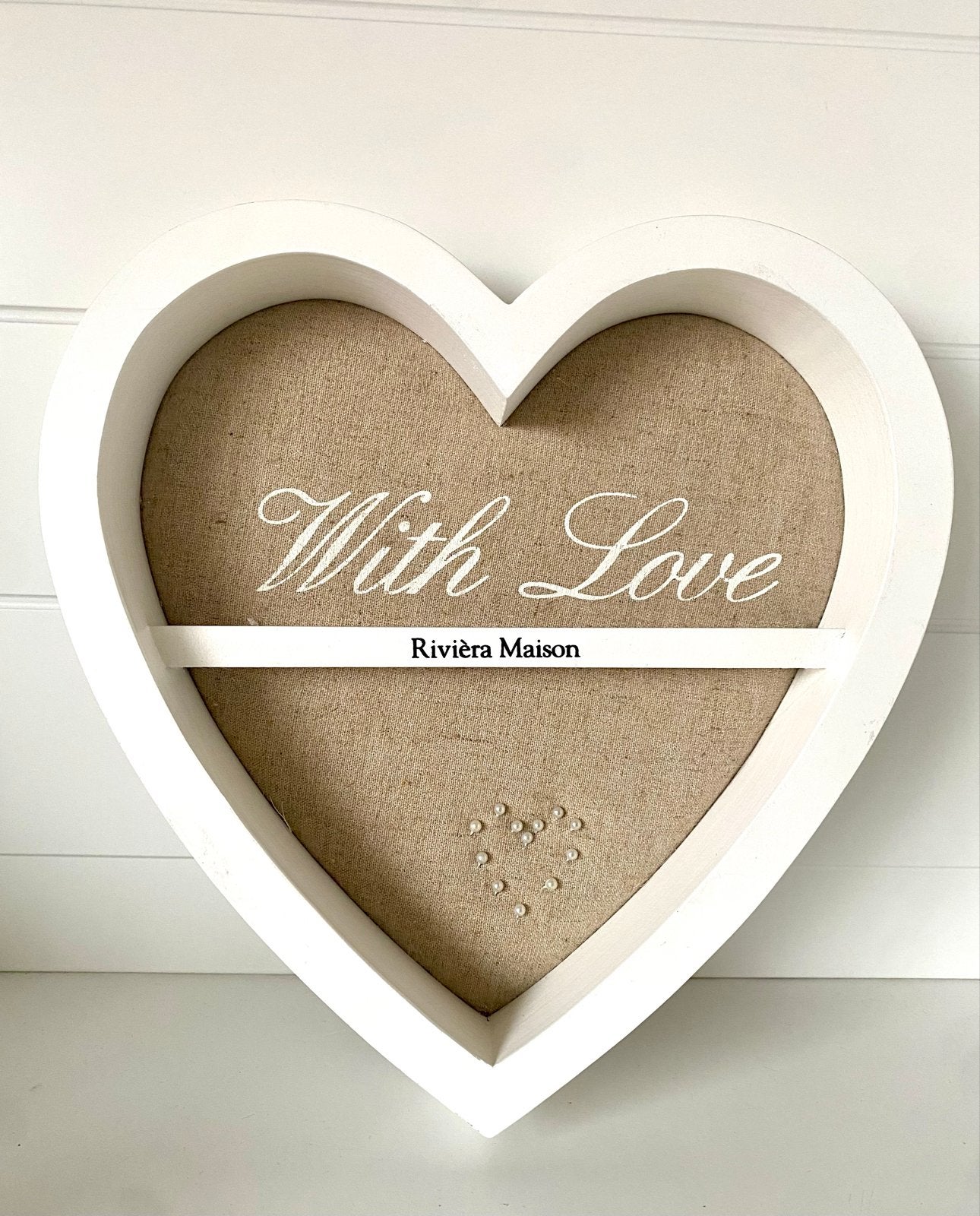 Riviera Maison Hartvormig Decoratiebord 'With Love', Hout, Ophalen of Verzenden, Wit, Landelijk