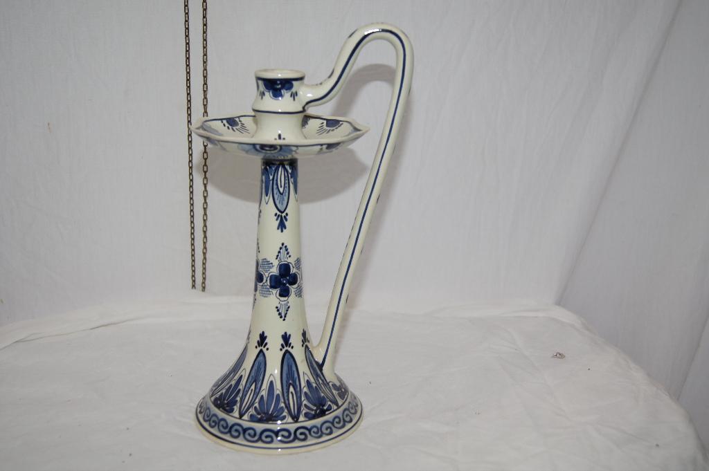 Kandelaar blaker ( Delft, Huis en Inrichting, Woonaccessoires | Kandelaars en Kaarsen, Overige materialen, Gebruikt, Blauw, Ophalen of Verzenden