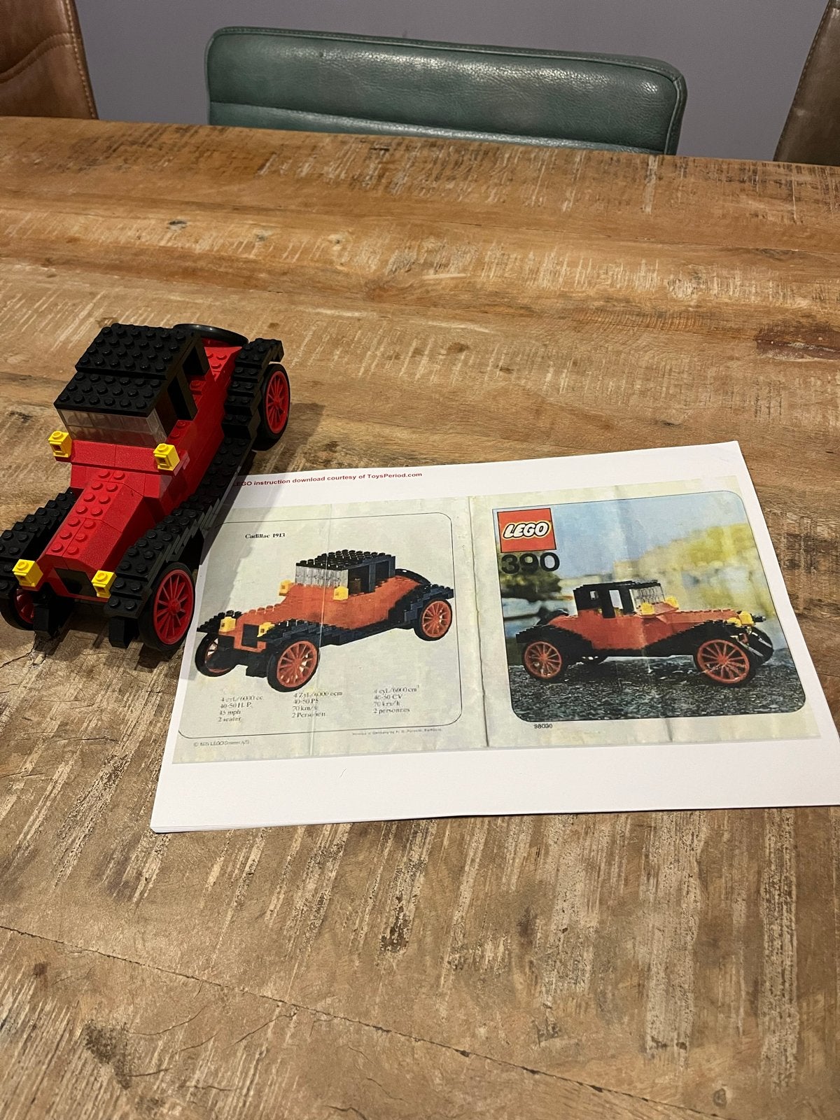 Lego 390 Cadillac 100% compleet met instructies, Ophalen of Verzenden, Gebruikt