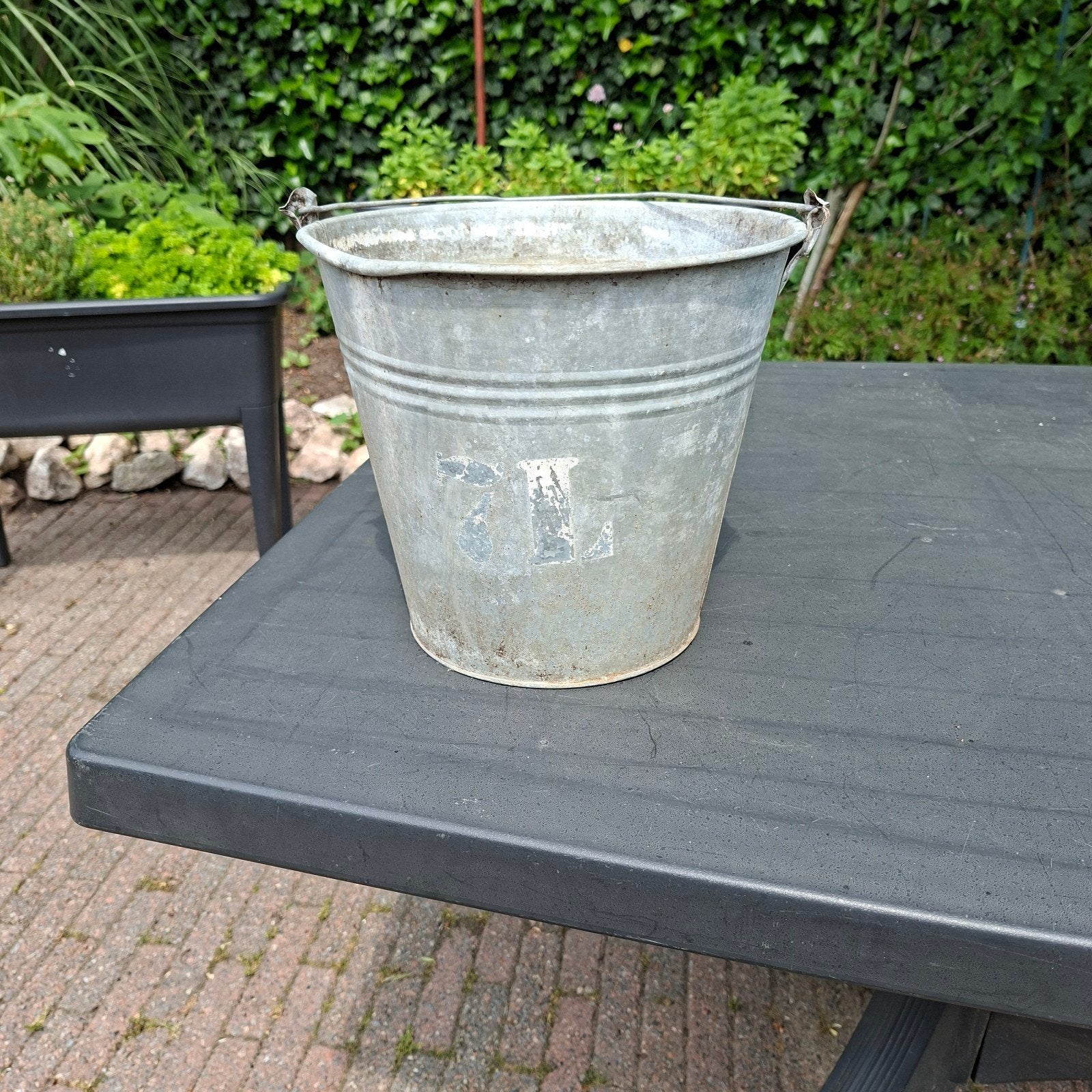 Vintage Zinken Emmer - 7 Liter, Ophalen