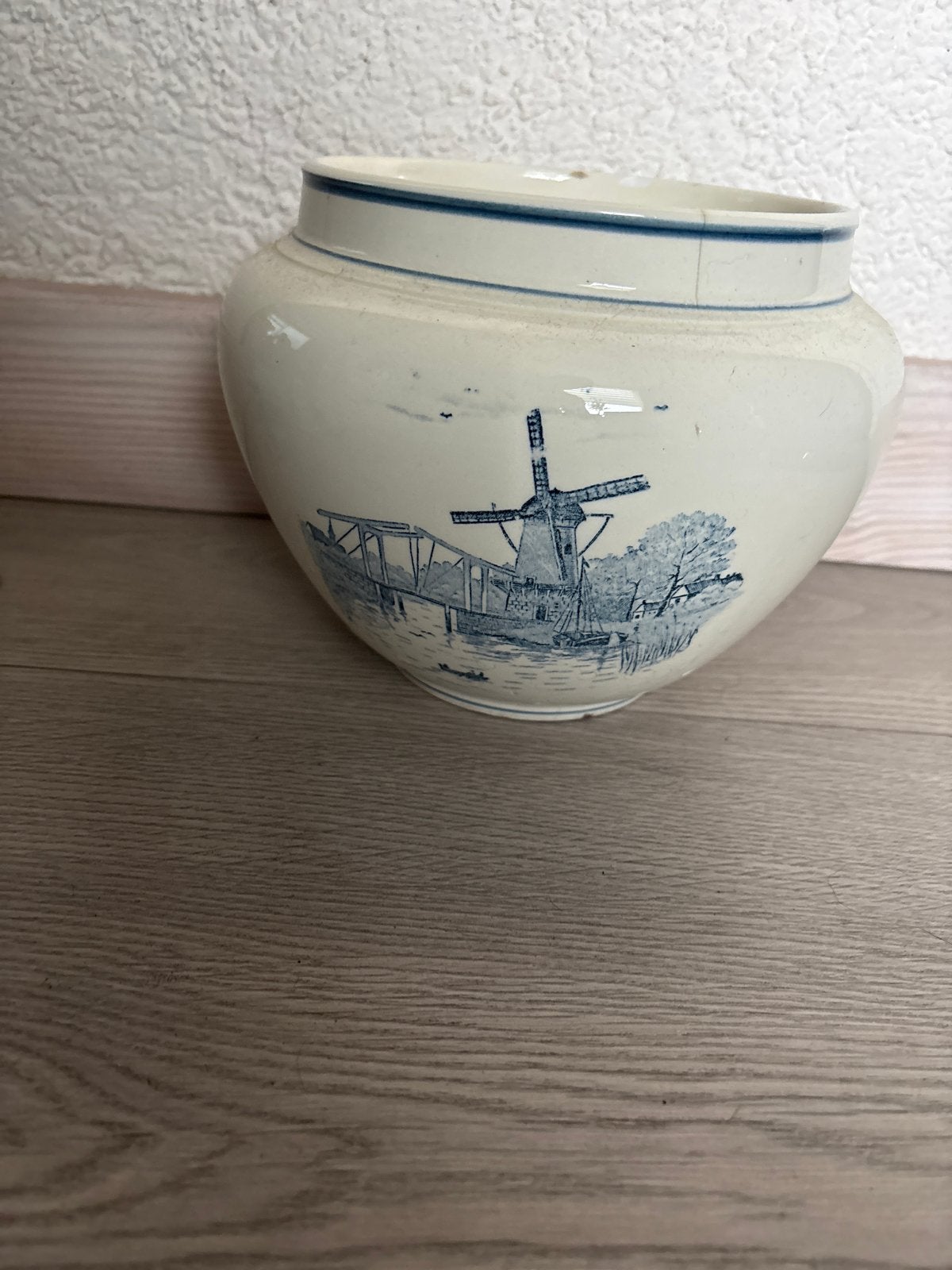 Klassieke Delfts Blauwe Pot met Hollands Landschap, Antiek en Kunst, Ophalen of Verzenden