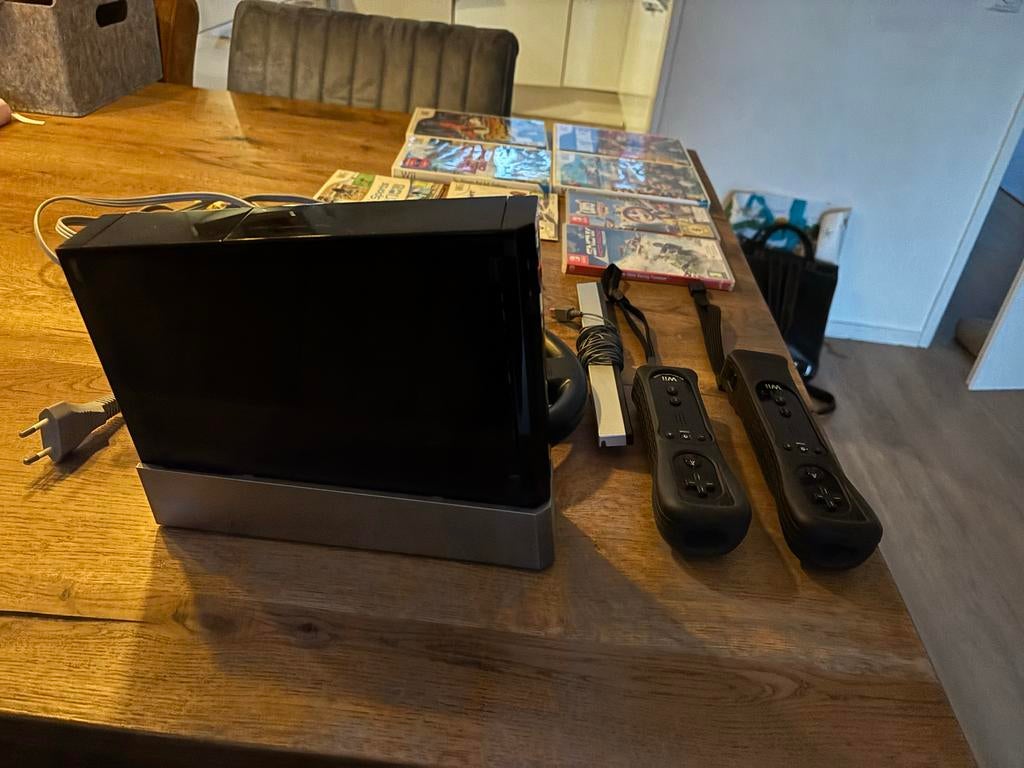 Wii Console Zwart met Spellen en Accessoires, Ophalen