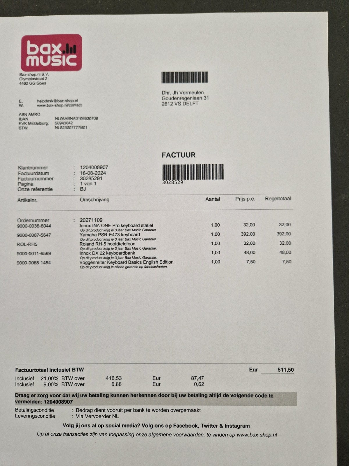 Yamaha PSR-E473 Keyboard met accessoires, Muziek en Instrumenten, Ophalen, 61 toetsen, Yamaha, Zo goed als nieuw