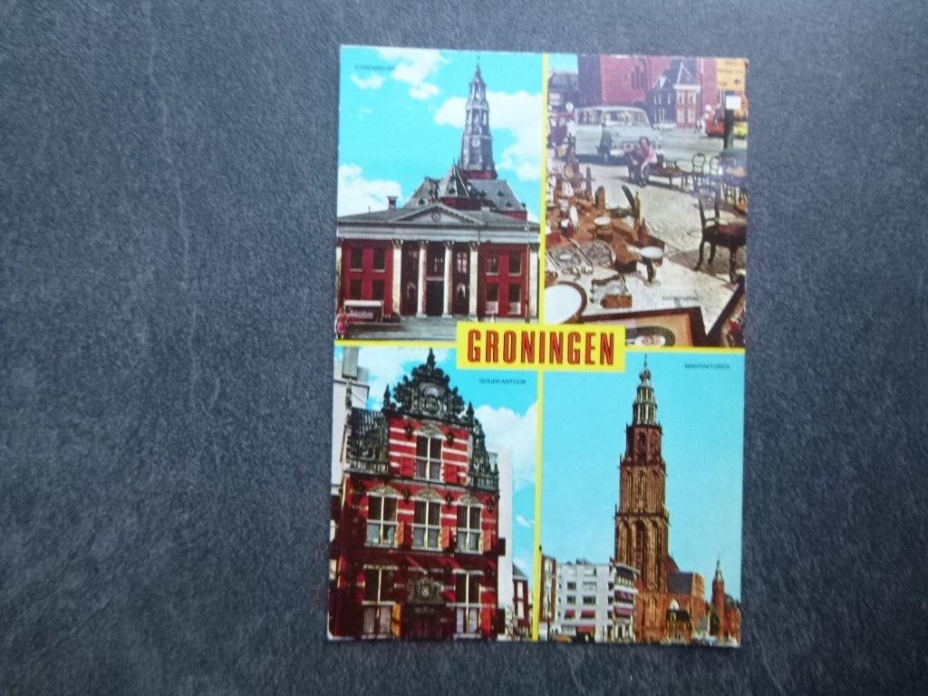 Groningen, goudkantoor/Martinitoren, Verzamelen, Ansichtkaarten | Nederland, Verzenden, 1980 tot heden, Gelopen, Groningen