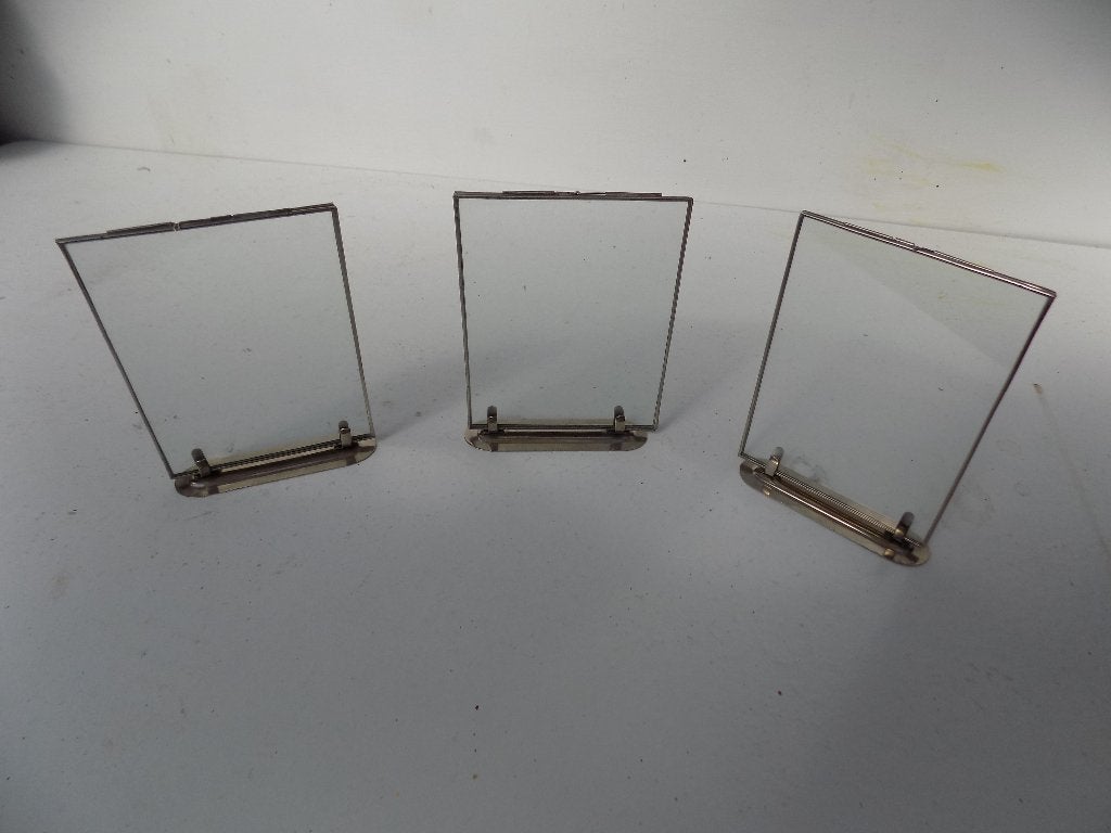 Fotolijstjes 3 stuks vintage art deco brocante metaal glas, Ophalen of Verzenden, Gebruikt, Glas