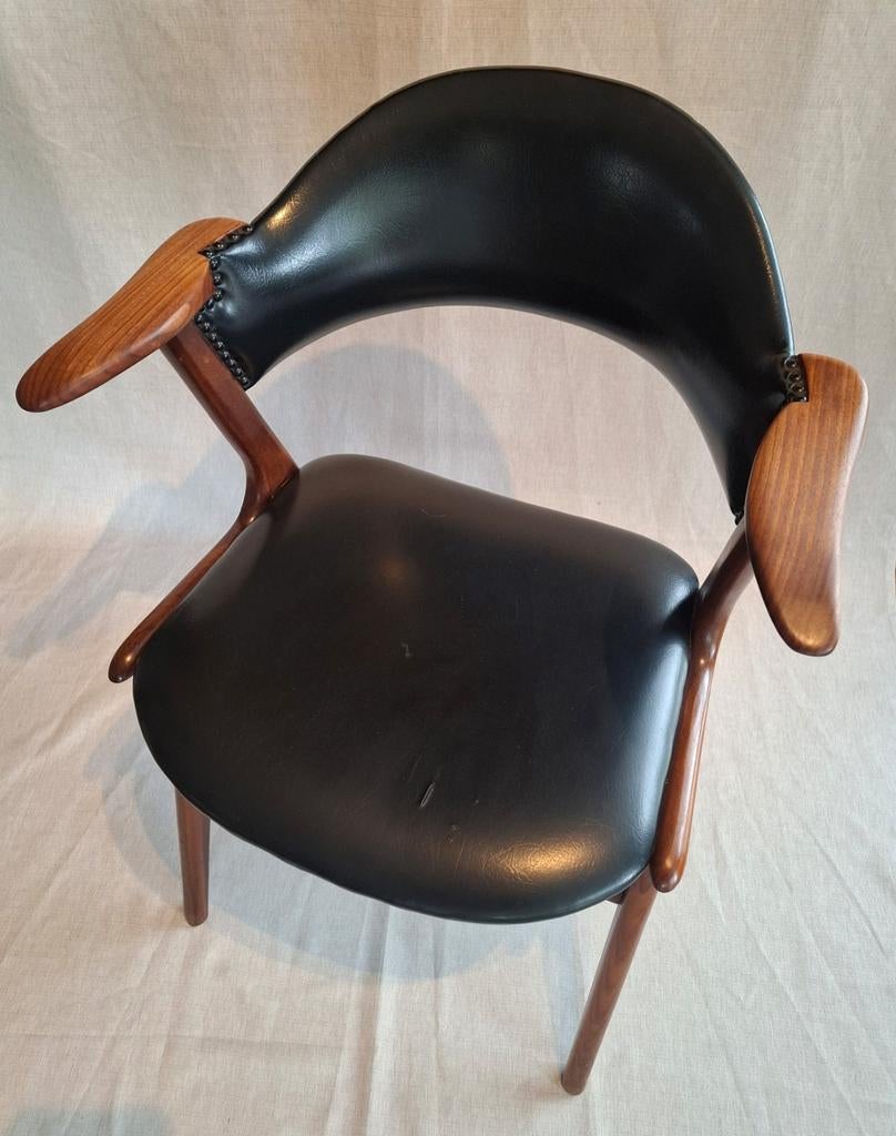 Vintage Louis van Teeffelen Cowhorn Stoel, Ophalen, Zwart, Zo goed als nieuw, Eén
