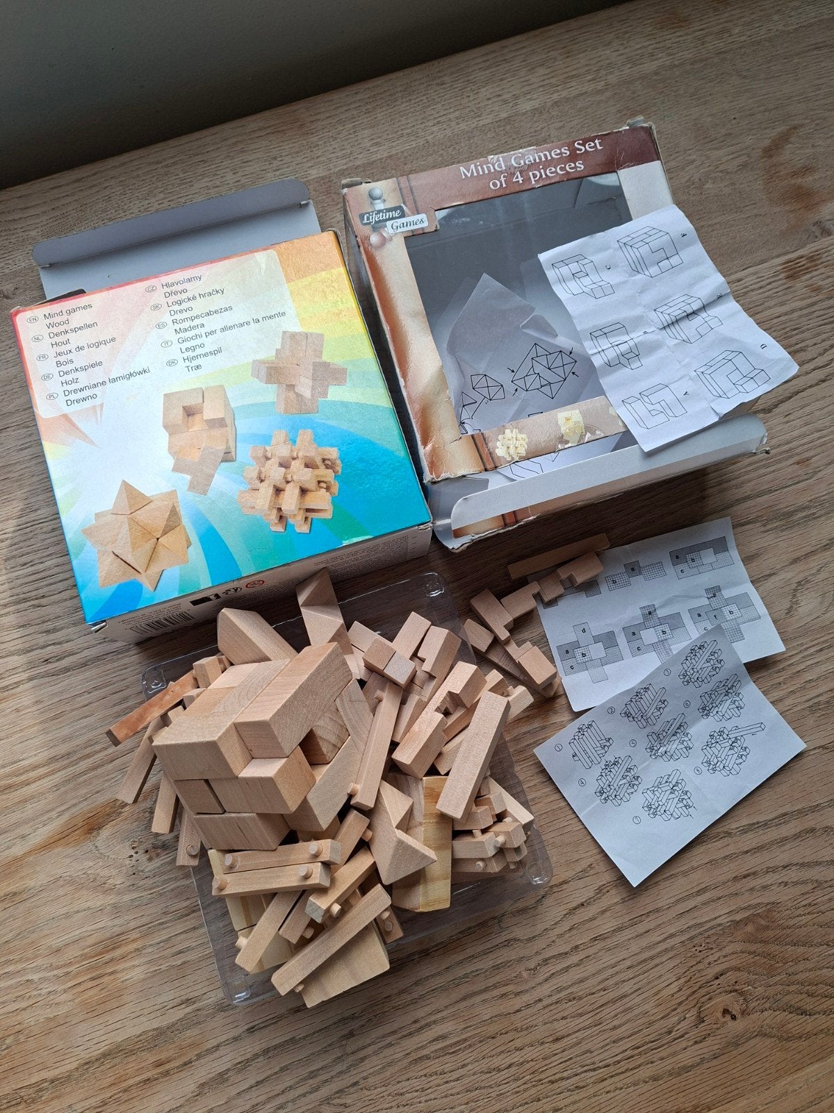 2 sets houten constructie/denkspelletjes, Ophalen, Gebruikt, Rubik's of 3D-puzzel