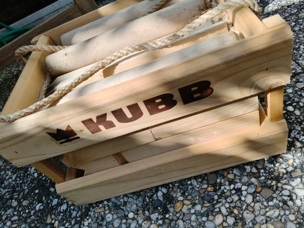 Kubbs in houten kist, Ophalen, Zo goed als nieuw