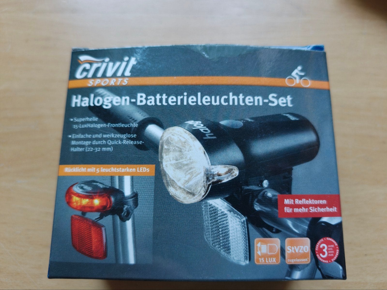 Crivit Halogeen Batterijlampen-set - Fietsverlichting, Ophalen of Verzenden, Nieuw, Batterij, Verlichtingsset