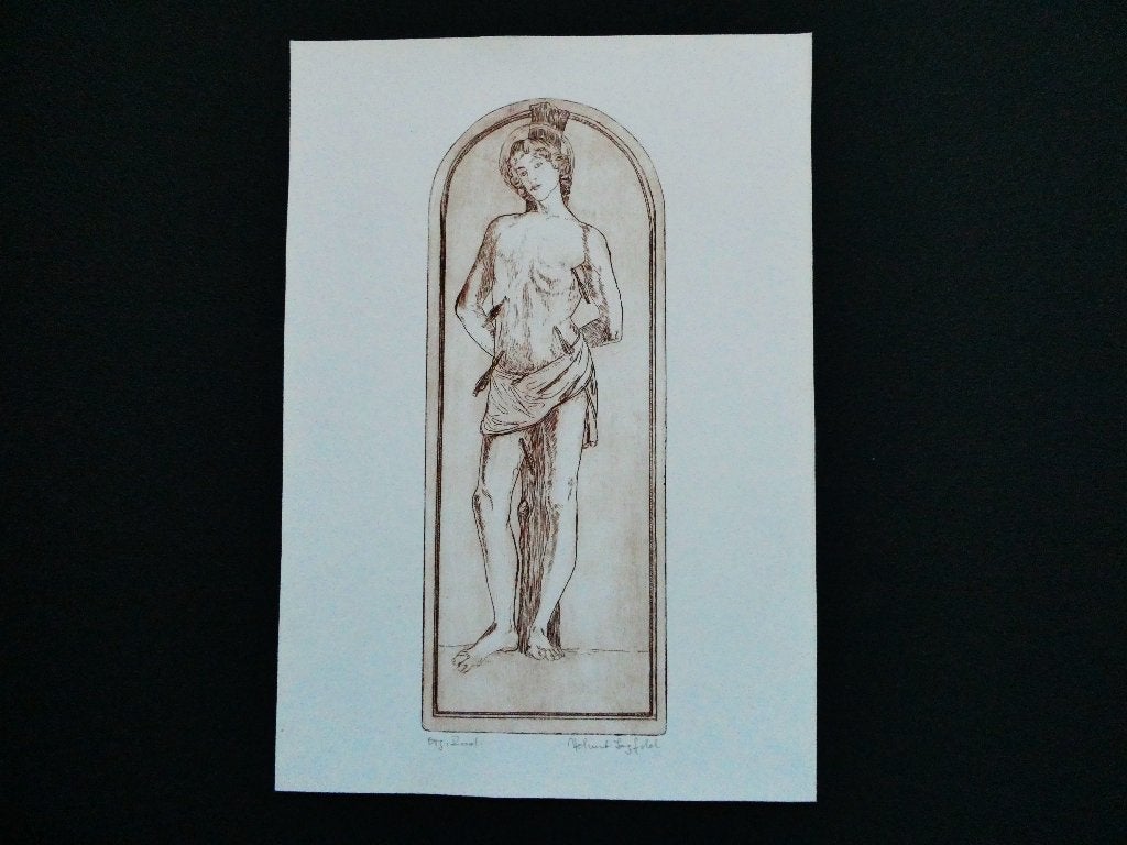 Ets St. Sebastiaan Gesigneerd Helmut Langfeld Duitsland, Ophalen of Verzenden