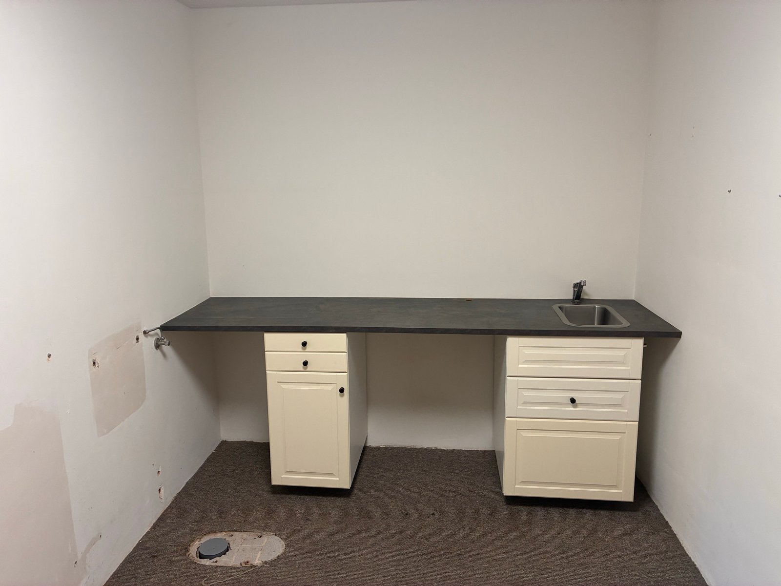 IKEA Keukenblok met spoelbak en kasten (239x63.5x90cm), Ophalen, Gebruikt, Enkelwandige keuken, Kunststof