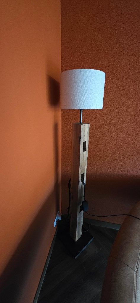 Teak houten lamp met kap, Ophalen, Stoer robust huiselijk en landelijk, Zo goed als nieuw, 150 tot 200 cm