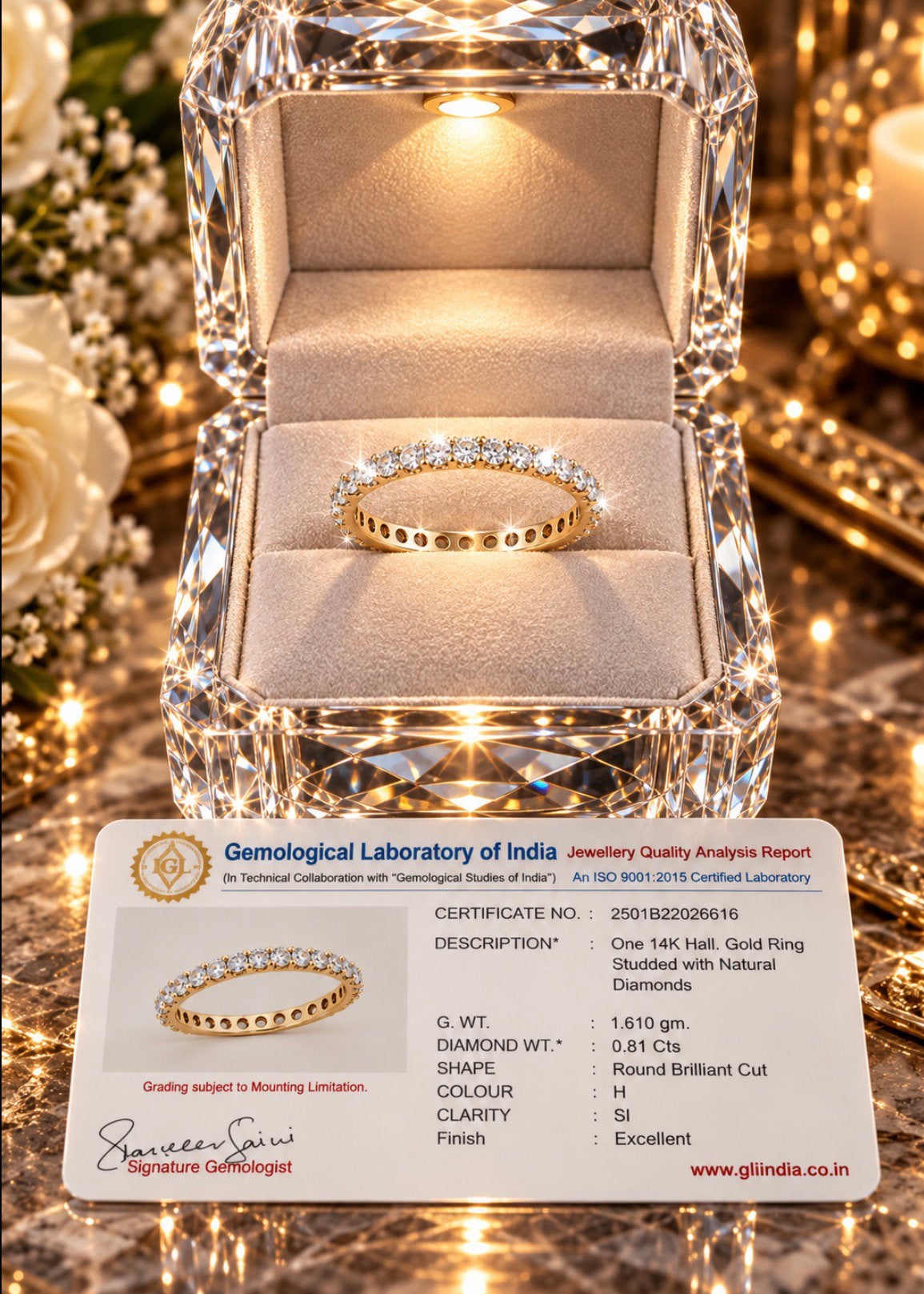 Ring goud met diamanten alliance, Sieraden, Tassen en Uiterlijk, Nieuw, Ophalen of Verzenden, 17 tot 18, Dame