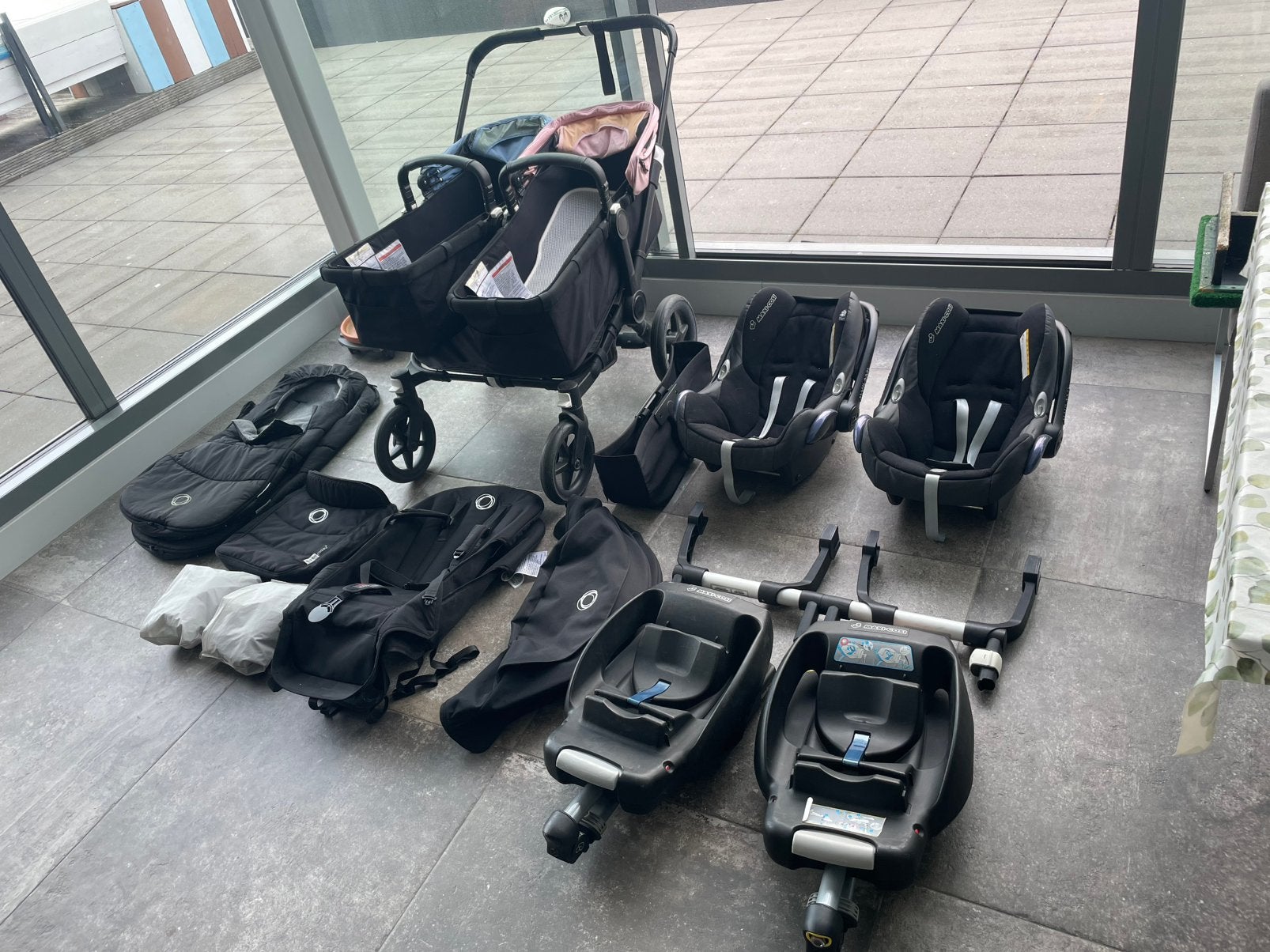 Bugaboo Donkey 3 tweeling kinderwagen, Gebruikt, Bugaboo, Verstelbare duwstang, Ophalen