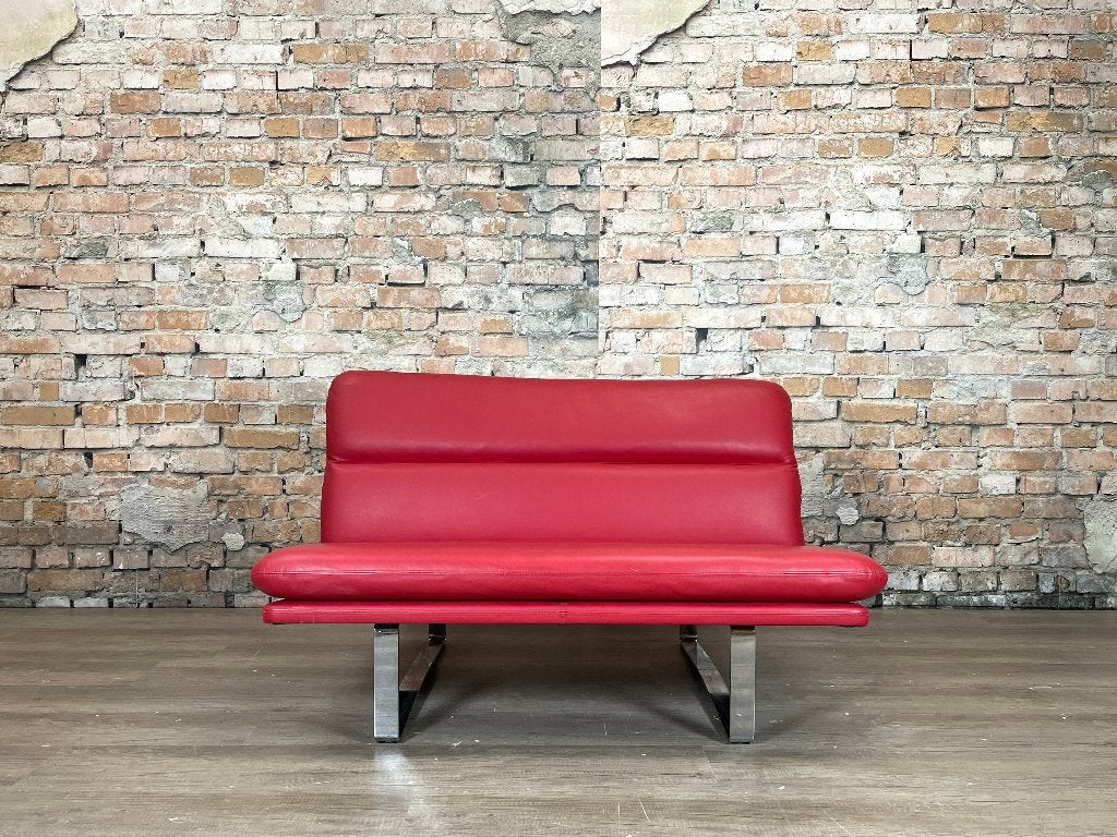 Artifort C683 – Rood skai | Kho Liang Ie, Ophalen, Minder dan 75 cm, Tweepersoons, Zo goed als nieuw