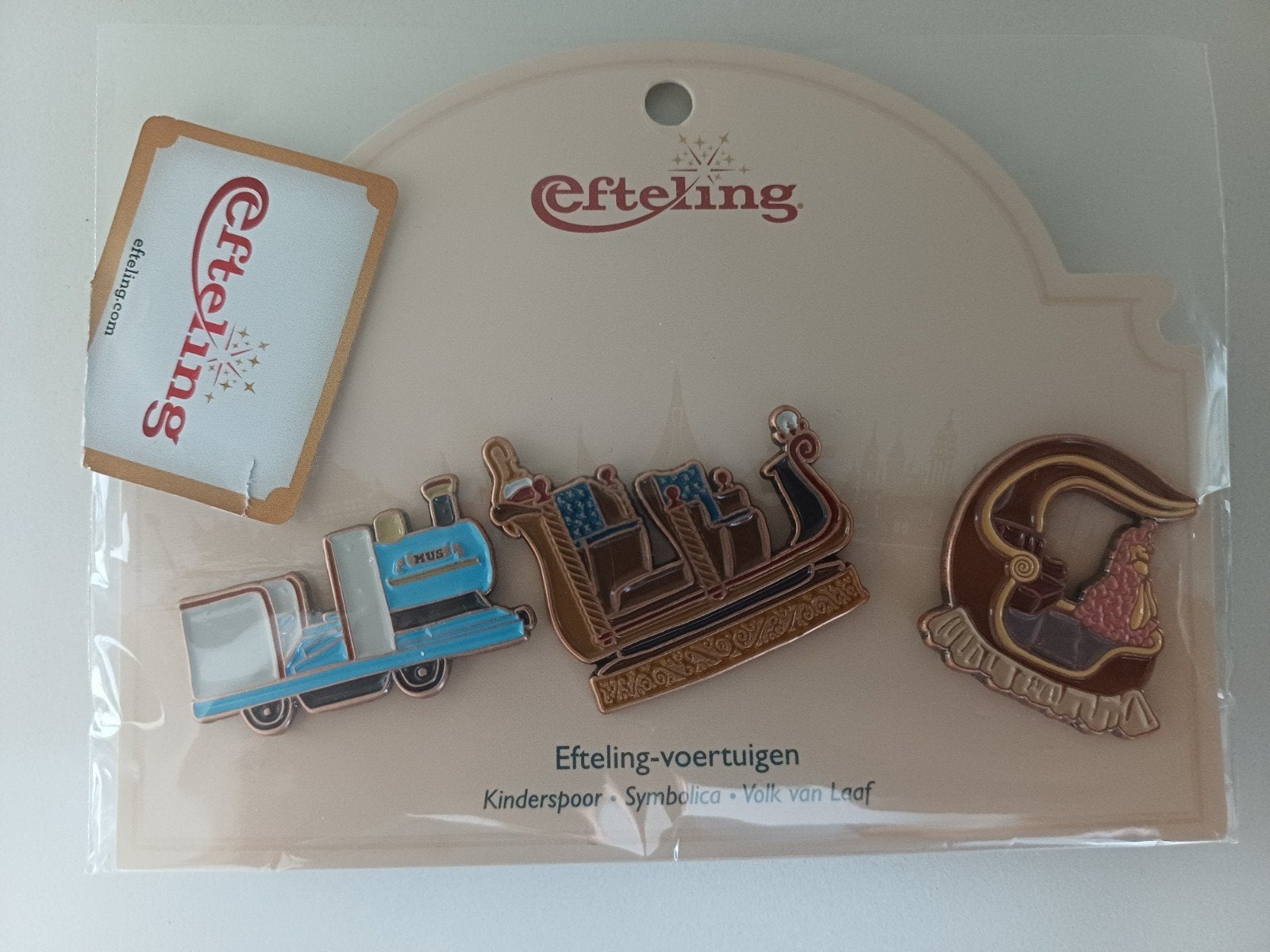 Efteling-voertuigen pin set, Verzamelen, Efteling, Ophalen of Verzenden, Nieuw, Button of Speldje