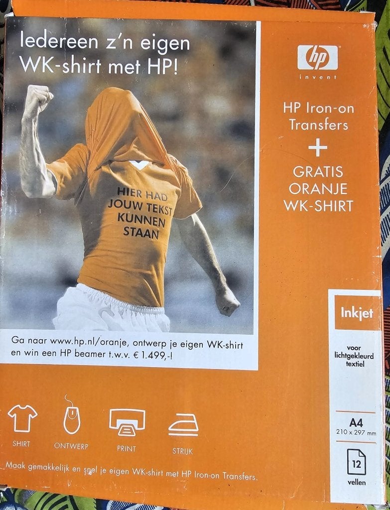 HP iron-on transfer met gratis oranje - t-shirt, Verzenden, Nieuw, Overige typen