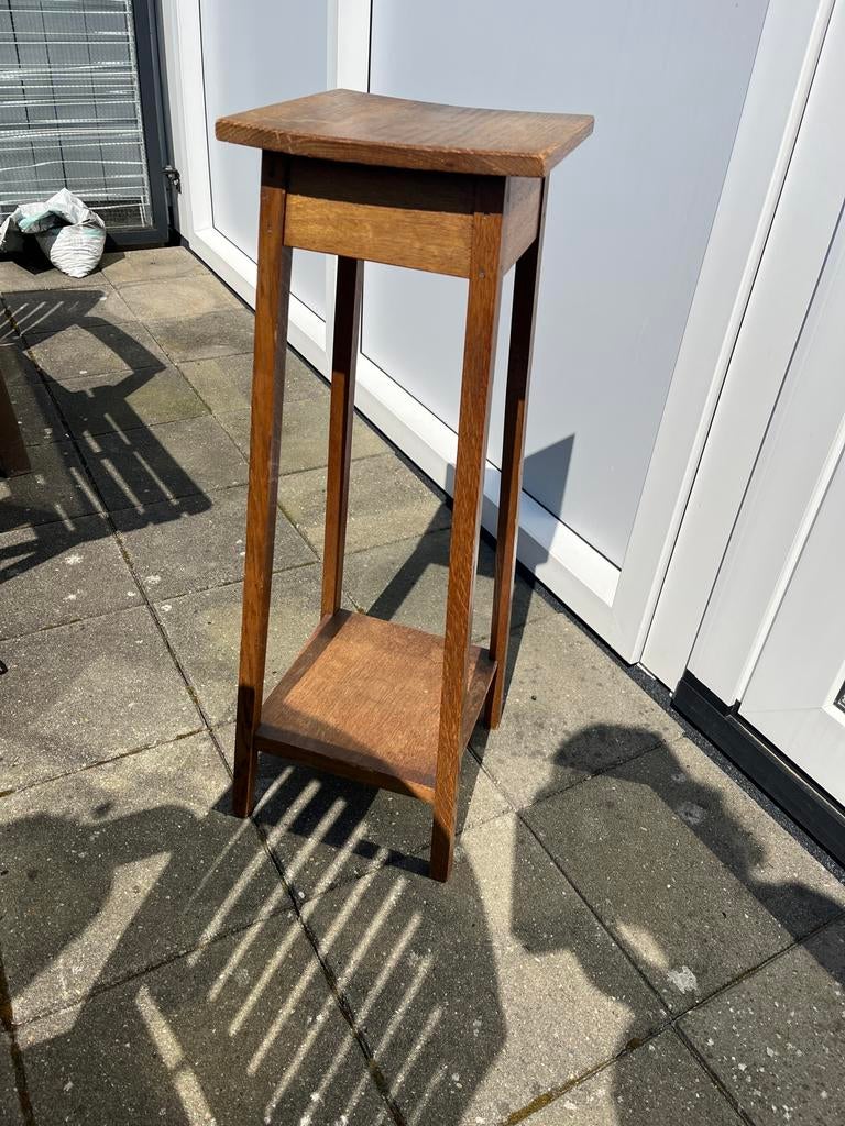 Vintage houten plantentafel amsterdamse school, Huis en Inrichting, Krukjes, Ophalen, Gebruikt, Hout