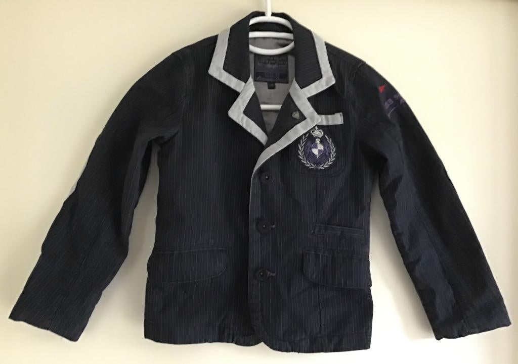 Blauw met wit gestreept jasje. Merk Carbone CRB. Maat 116., Verzenden, Jongen of Meisje, Jas, Gebruikt
