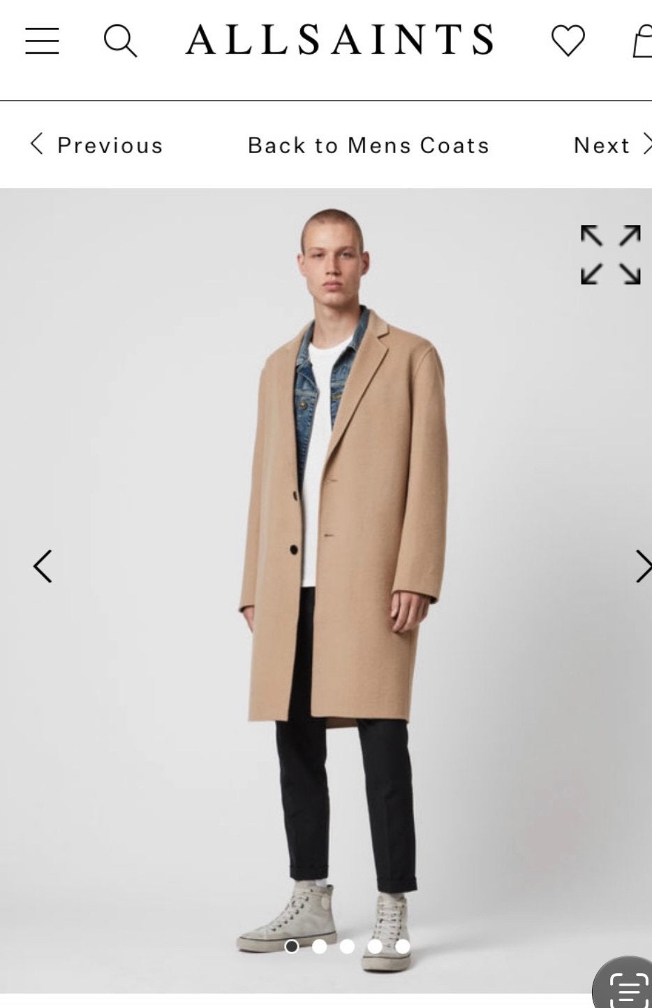 AllSaints licht camel wollen jas, Ophalen of Verzenden, Zo goed als nieuw, Beige