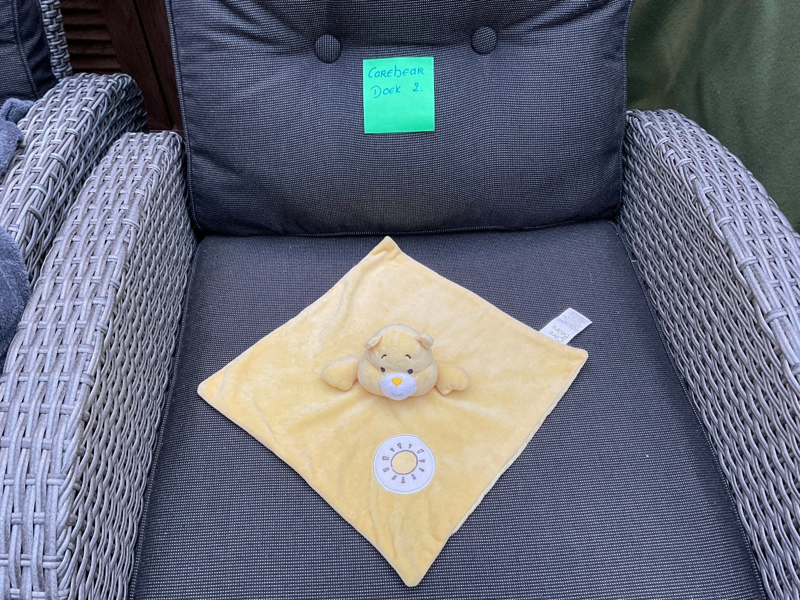 Nieuw zgan geel baby carebear troetelbeer knuffeldoekje, Ophalen, Nieuw, Stoffen beer, Overige merken