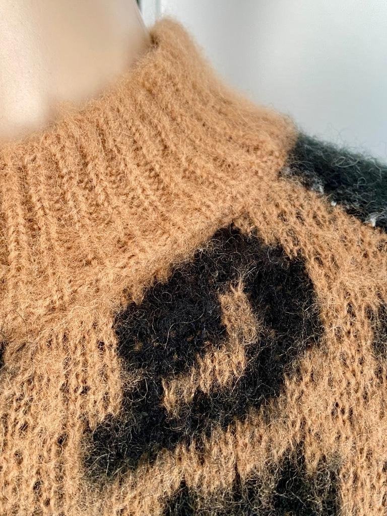 J64 Relish maat S/M=36/38 lang gebreid vest bruin/beige rood, Bruin, Ophalen of Verzenden, Zo goed als nieuw, Relish