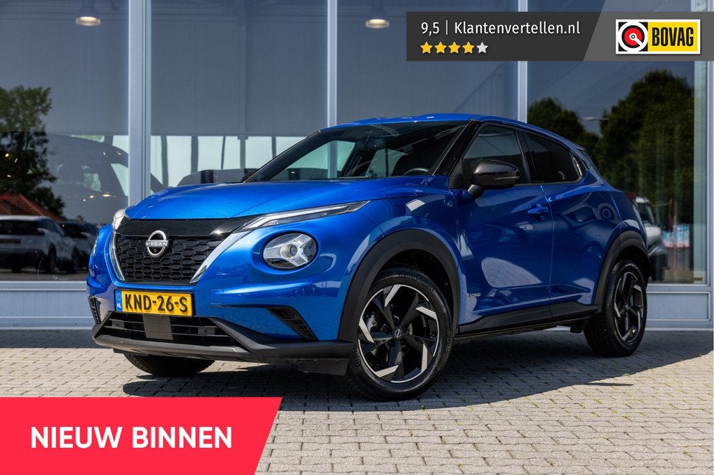 Nissan Juke 1.6 Hybrid Tekna | 360 Cam | Carplay | Adapt. Cr, Auto's, Nissan, 12 maanden, 1300 kg, Gebruikt, Blauw