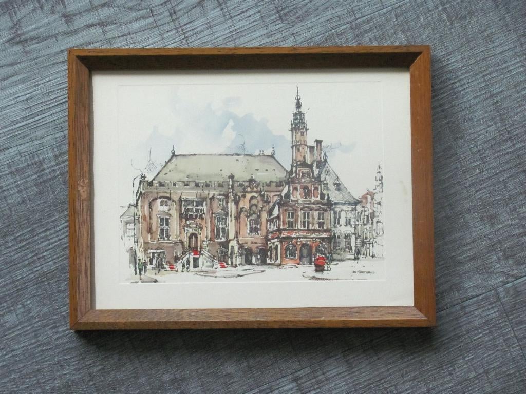 Haarlem - Jan Korthals, Verzamelen, Foto's en Prenten, Zo goed als nieuw, Prent, Gebouw, 1940 tot 1960, Ophalen of Verzenden