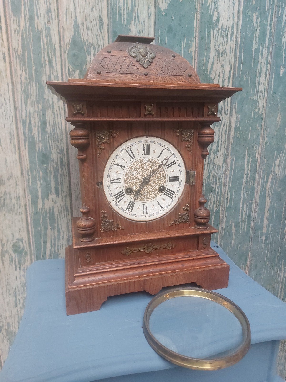 Antieke houten tafelklok Junghans, Ophalen of Verzenden