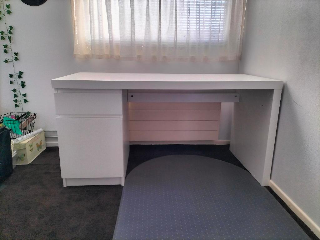 Bureau Ikea Malm wit, Huis en Inrichting, Bureaus, Ophalen, Overige typen, Gebruikt, 65 cm